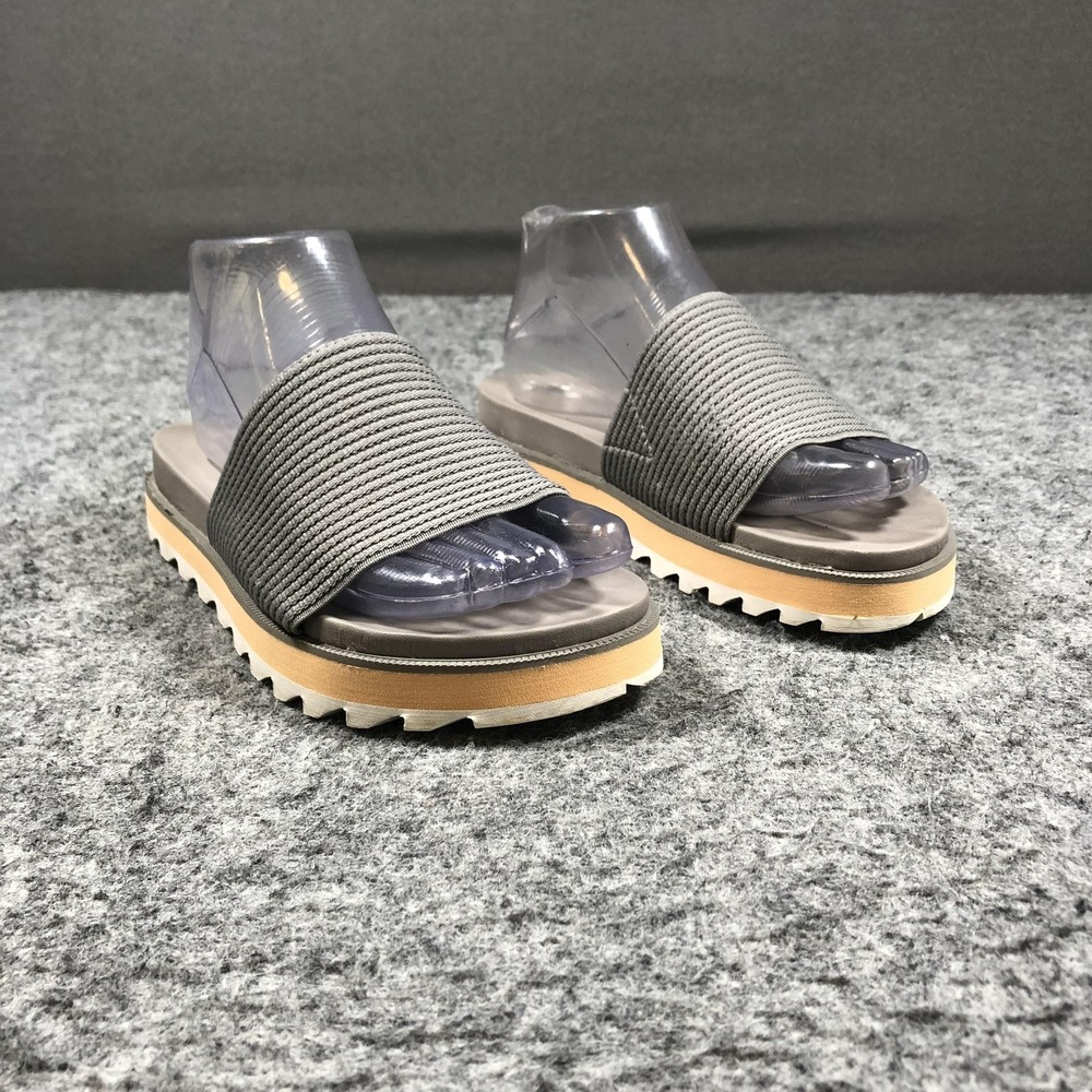 Sorel Gray and Tan Platform Slide Sandals